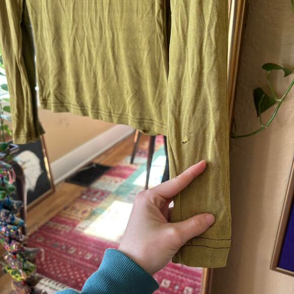 Vintage Betty Blue Olive Green Long Sleeve Shirt Small 90s - Picture 3 of 6